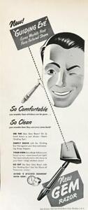 1947 Gem Razor Print Ad Guiding Eye Gives Worlds First Face Tailored Shave - Picture 1 of 1