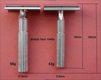 Handle Measurement Differences British Gillette Tech Fat Handle Vs Thin Handle Badger Blade