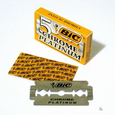 BIC Chrome Platinum - Box and Blades - Angled View