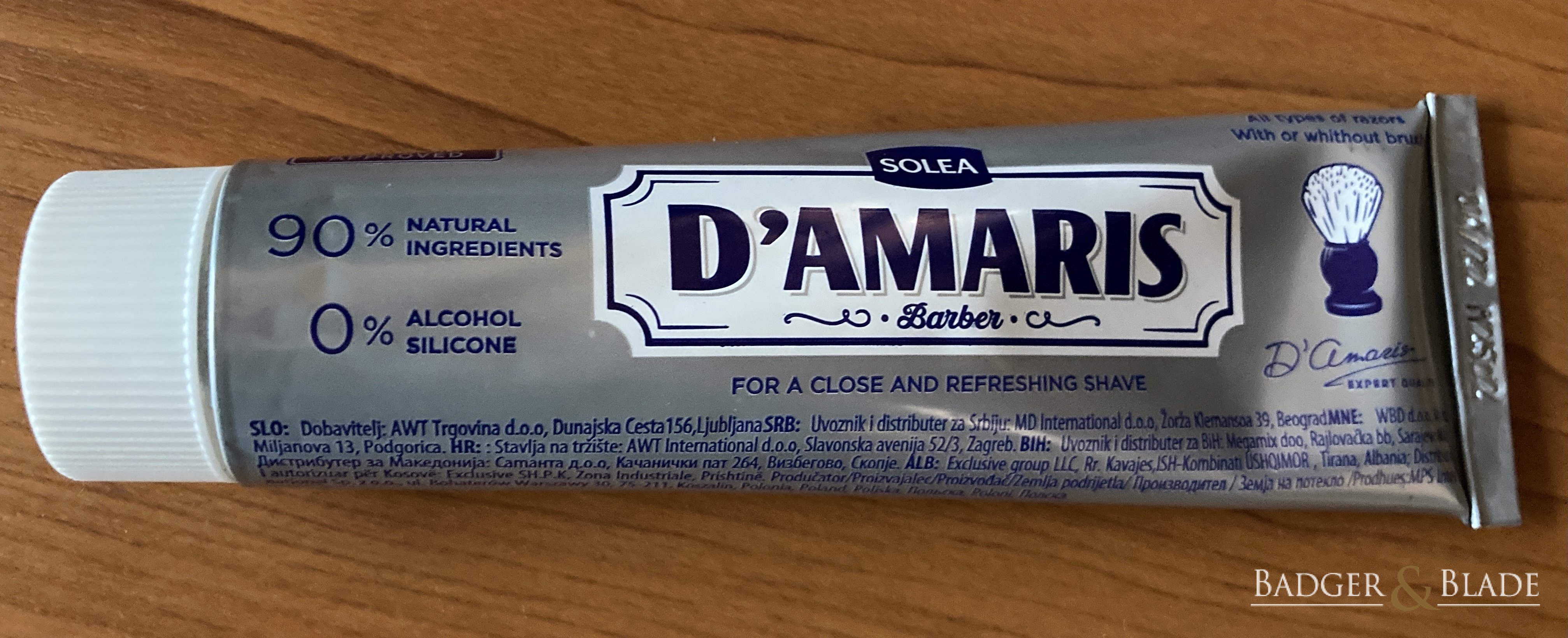 D'amaris shaving cream tube