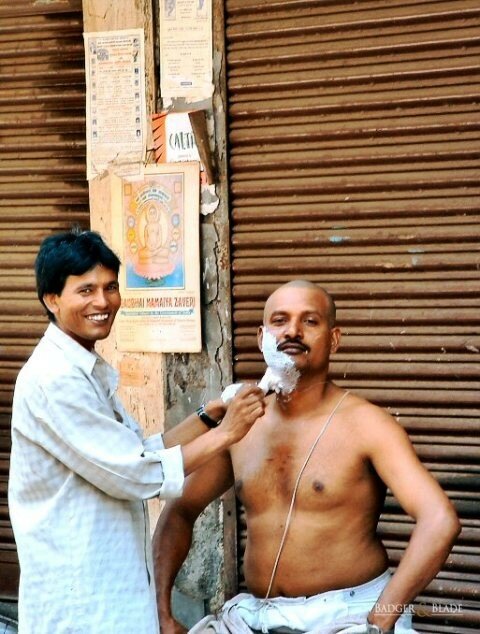 street barber in India