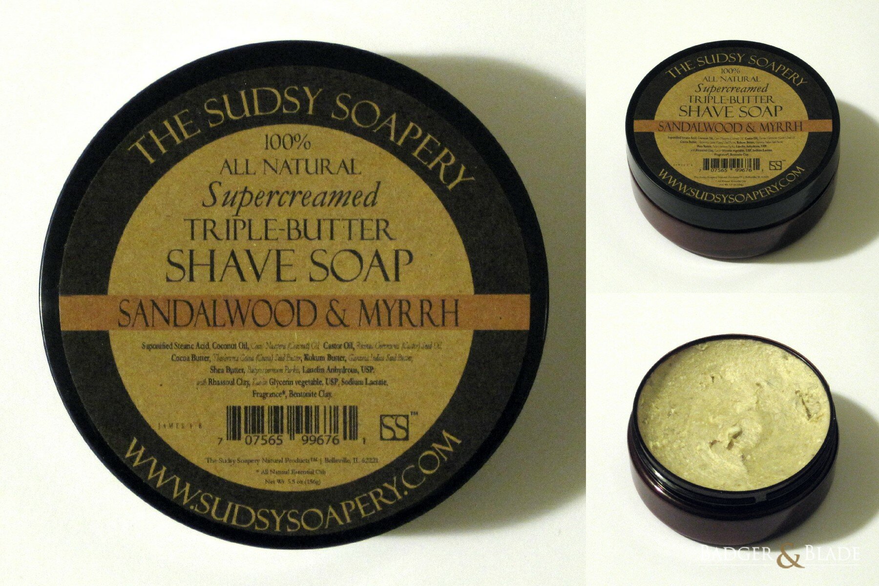 The Sudsy Soapery Sandalwood & Myrrh Shave Soap